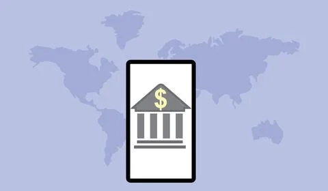 Global digital finance connectivity vector icon for mobile banking. Stock Illustration