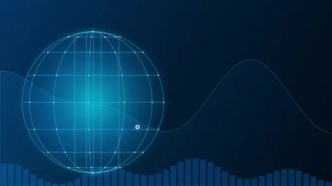 Global Digital Finance Wireframe Globe and Stock Chart Stock Footage 346690591