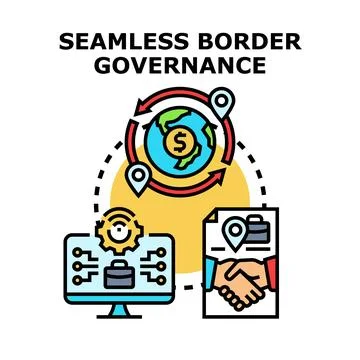 Global digital governance facilitating cross border transactions Stock Illustration
