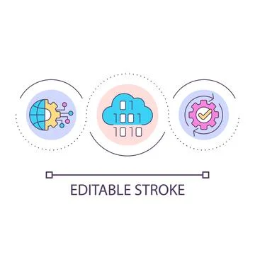 Global digital information storage loop concept icon Stock Illustration