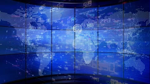 Global Digital Map With Stock Market Network Data Stock Footage 337732755