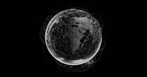 Global digital network animation with dotted world map and data lines Stock Footage 332749920