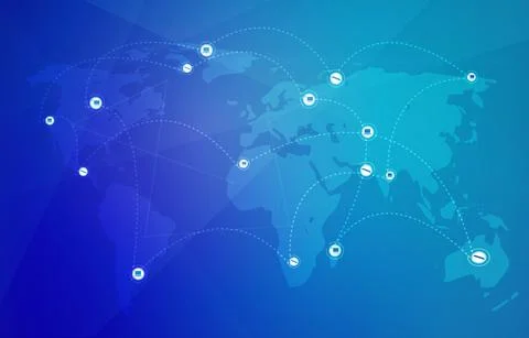 Global Digital Network Communication Connection Internet Computer Technology  Stock Illustration