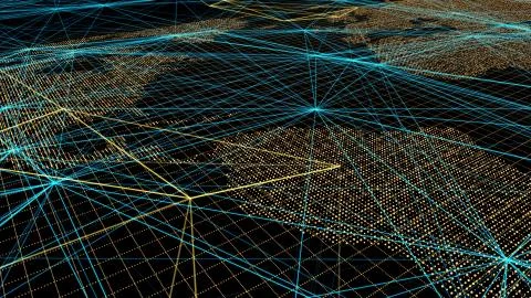 Global digital network communication, data transmission and storage Illustrazione stock