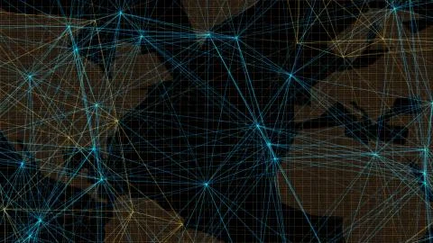 Global digital network communication, data transmission and storage Illustrazione stock