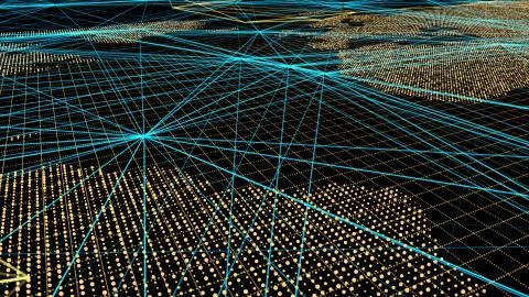 Global digital network communication, data transmission and storage Illustrazione stock