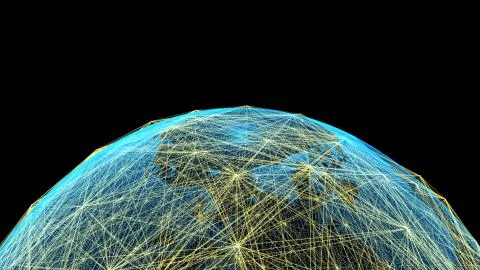 Global digital network communication, data transmission and storage Illustrazione stock