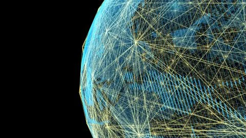 Global digital network communication, data transmission and storage Illustrazione stock