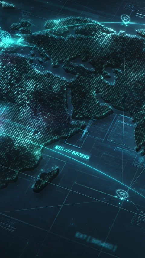 Global digital network connecting continents with data points Stock Footage 321302621