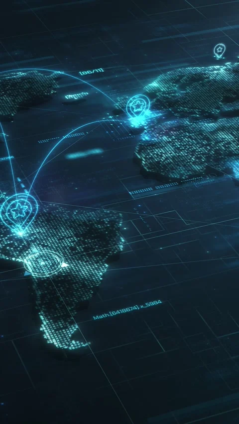 Global digital network connecting worldwide map points 库存影片 327442782