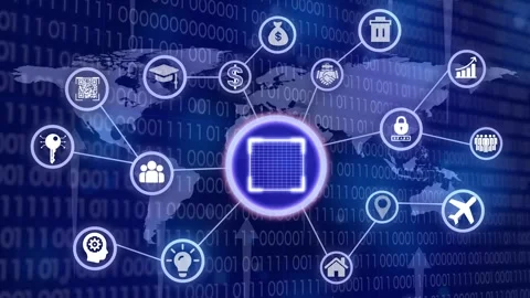 Global digital network connection with technology icons and world map backg.. Stock Footage 327759622