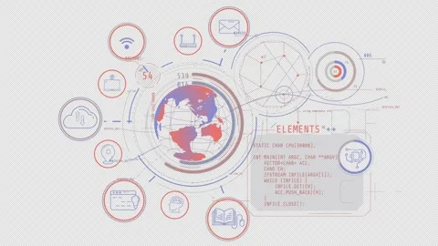 Global digital network with data processing and coding systems Stock Footage 330513458