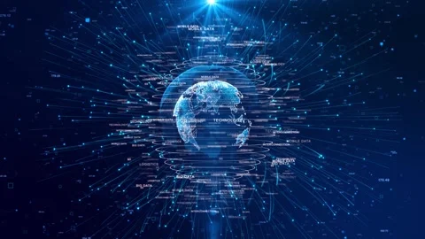 Global Digital Network Globe Data Connections Technology Lines data lines networ Stock Footage 341906578