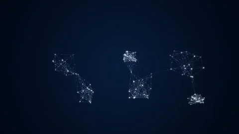 Global Digital Network Map with Glowing White Nodes and Pulsing Data Connec.. Stock-Footage 345981619