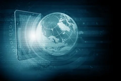 Global Digital Network with Smartphone and Futuristic Technology Interface Stock Illustration