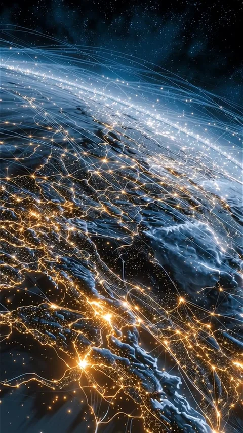 Global Digital Network from Space – Earth Data Visualization Stock Footage 312781787