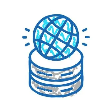 Global digital processing icon doodle illustration Illustrazione stock