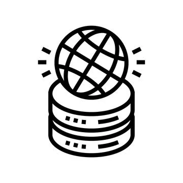 Global digital processing line icon vector illustration Illustrazione stock