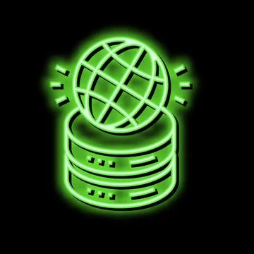 Global digital processing neon glow icon illustration Stockillustratie