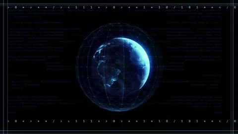 Global digital sphere visual planet, code layers, grid frame, technology interfa Stock Footage 340528206