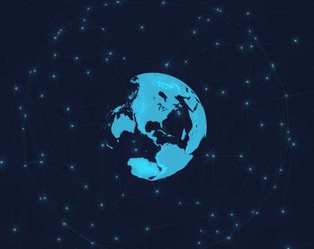 Global digital technology background 3d rendering , blue , copy space ,mock u Stock Illustration