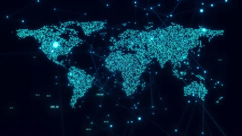 Global Digital Technology World Map Stock Footage 221540867
