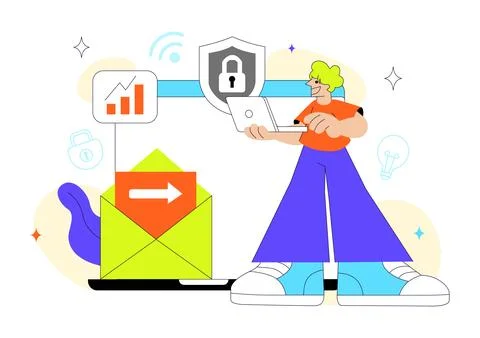 Global Digital Transformation Vector Illustration Featuring Modern Technolo.. Illustrazione stock