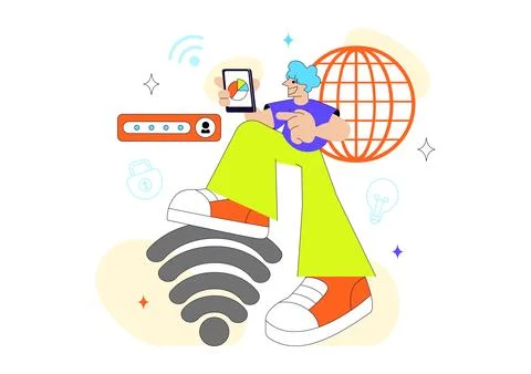 Global Digital Transformation Vector Illustration Featuring Modern Technolo.. Stock Illustration