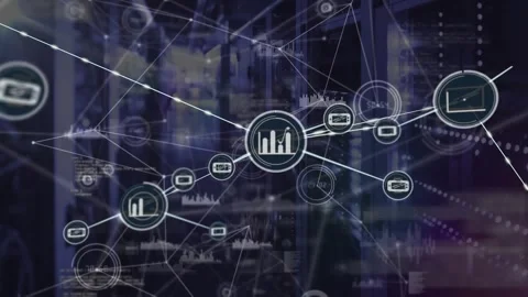 Global digital video illustrates vast network connections and data processing. Stock Footage 328360313