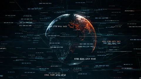 Global digital world, earth globe with random hash codes Stock Footage 157420029