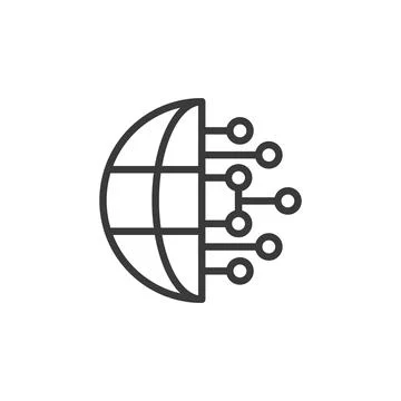 Global digitalization, icon in line design. Global, digitalization, technology Stock Illustration