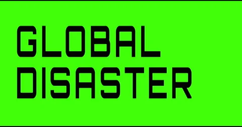 Global disaster text green screen, masked glitched effect. Stock Footage 132621736