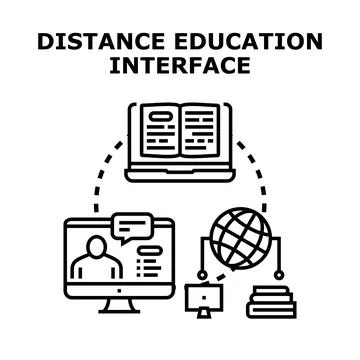 Global distance learning interface connecting students to knowledge Stock Illustration