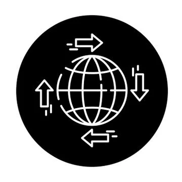 Global distribution black icon, vector sign on isolated background. Global Stock Illustration