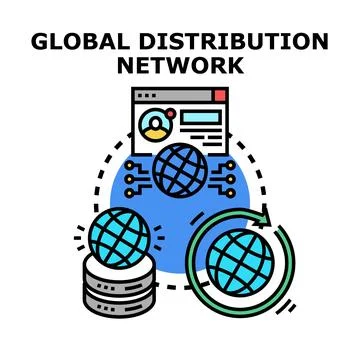 Global distribution network concept illustrating worldwide data connection Stockillustratie