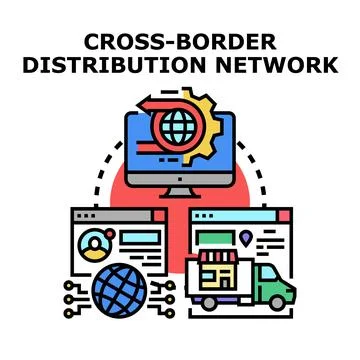 Global distribution network delivering international trade logistics Illustrazione stock