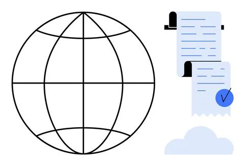 Global Document Management and Cloud Storage 스톡 일러스트