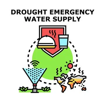 Global drought crisis impacting emergency water supply planning Stock Illustration