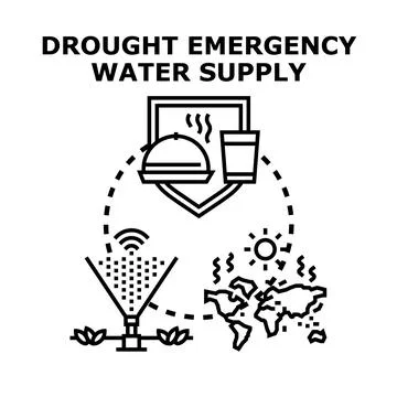 Global drought crisis impacting emergency water supply planning Stock Illustration