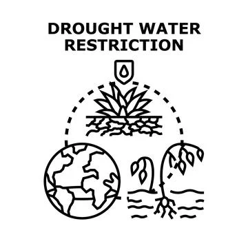 Global drought water restriction preventing plant growth Stock Illustration