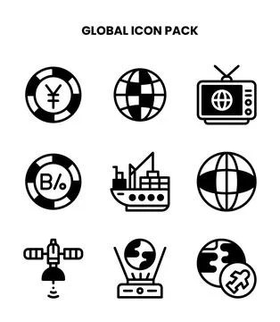 Global DuoTone Vector Icons Pack Stock Illustration