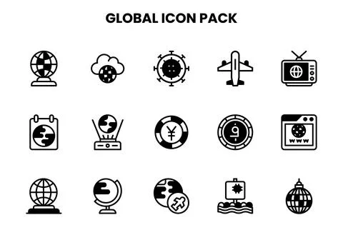 Global DuoTone Vector Icons Pack Stock Illustration