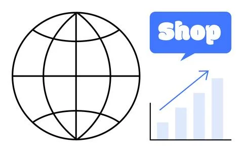 Global E-commerce and Growth Chart Stock Illustration