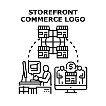 Global e commerce storefront network expanding business online Stock Illustration