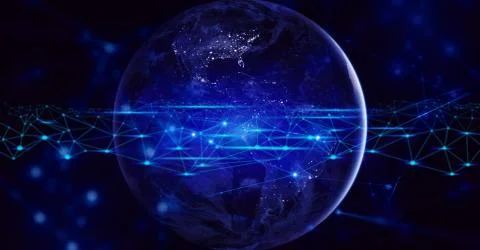 Global earth with data artificial intelligence network technology internet cy Stock Photos