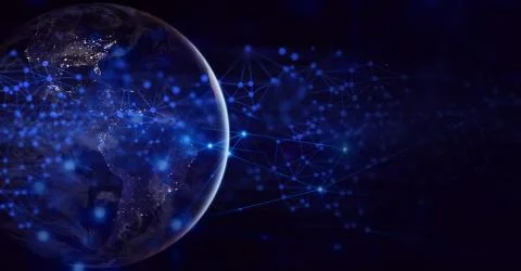 Global earth with data artificial intelligence network technology internet cy Stock Photos