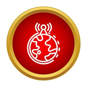 Global earth globe broadcasting communication signal icon Stock Illustration