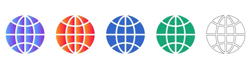 Global Earth Globe Icon Set Stockillustratie