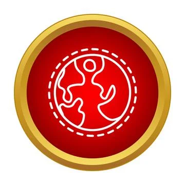 Global earth icon red circle gold frame 스톡 일러스트