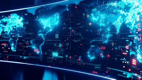 Global earth map rotating digital world breaking news Studio Background Stock Footage 149247751